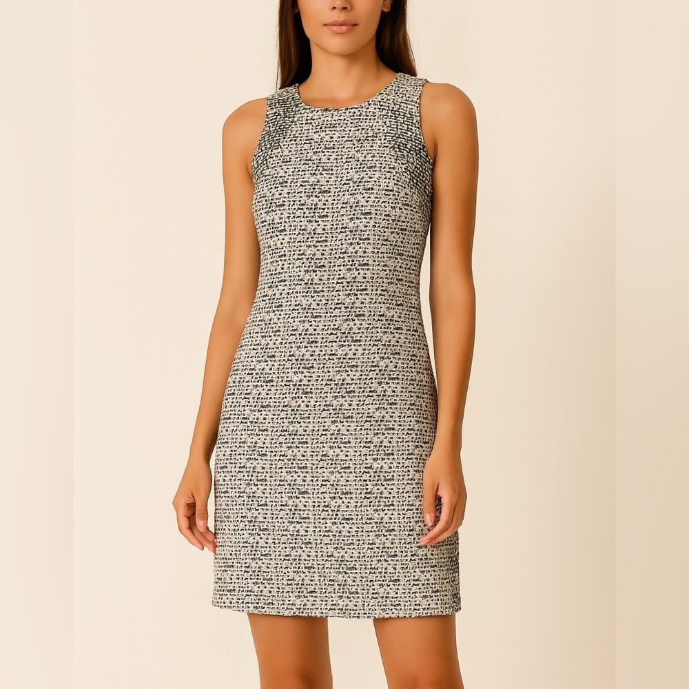 Banana Republic Black White Sleeveless Sheath Dress Size 12 Cutout Back